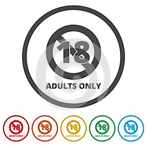 Adults only content sign, Vector XXX sign, 6 Colors Included