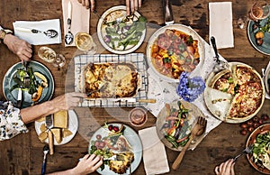 Adults having a dinner party