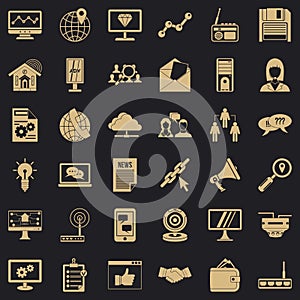 Adv file icons set, simple style