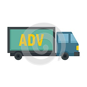Adv truck icon flat isolated vector