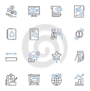 Advance line icons collection. Progress, Development, Improvement, Growth, Evolution, Upgrading, Innovation vector and