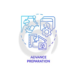 Advance preparation blue gradient concept icon