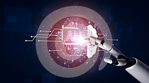 Generative AI visualizing its own neural network and cloud processing capabilities. Fermion