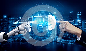 Generative AI visualizing its own neural network and cloud processing capabilities. Fermion