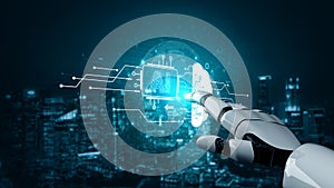 Generative AI visualizing its own neural network and cloud processing capabilities. Fermion