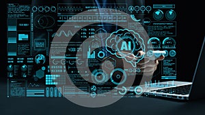 Advanced AI Data Analysis and Visualization in Technology Environment with Futuristic Interface and Statistical Graphics