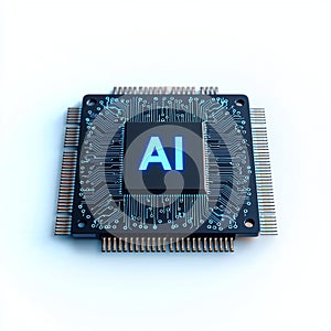 Advanced AI Microchip Technology Futuristic Artificial Intelligence Processor Circuit Board AI generated.