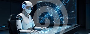 Advanced AI Robot Mastering Futuristic Interface