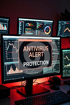 Advanced Antivirus Protection System Displayed On Professional Cyber Security Workstation