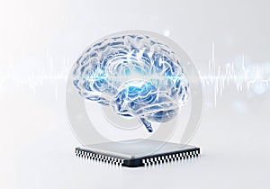Advanced Artificial Intelligence Brain Processing Data on a Microchip for Future Technology Concepts