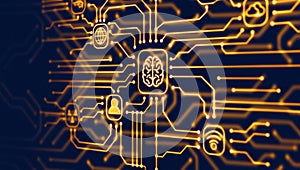 Digital-brain connectivity, AI processing, and global technology network solutions.