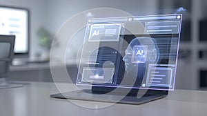 Advanced artificial intelligence interface on modern laptop screen