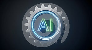 Advanced Artificial Intelligence Mechanism: Gear Symbol of Future Technology and Engineering Solutions