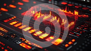 Advanced audio interface with glowing data visualizations