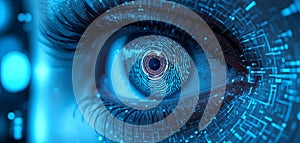 Advanced Biometric Eye Scan Technology Illustrating Digital Identity And Personal Data Surveillance