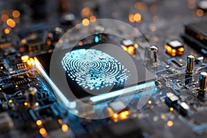 Advanced biometric security chip on a computer motherboard