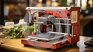 Advanced bioprinter in lab with technical components and printing progress display