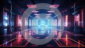 advanced blurred sci fi interior