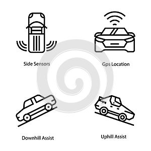 Advanced Car Tech Line Icons