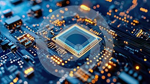 Advanced chip tech with complex circuits and glowing features