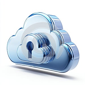 Advanced Cloud Encryption Represented by Cloud with Key Symbolizing Security, Data Protection, Technology, Digital