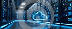 The advanced cloud storage technology in a modern data center environment..AI generated image