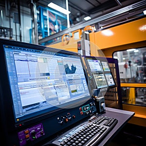 Advanced cnc machine control panel showing data and graphs illustrating process complexity
