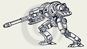 Advanced Combat Robot, Sci-Fi Mechanical Design, vector design Generative AI