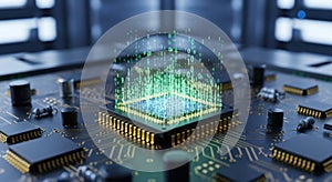 Advanced Computer Microprocessor with Digital Data Streams on Circuit Board