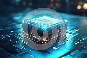 Advanced Computer Processor Chip Close-up. Generative AI.