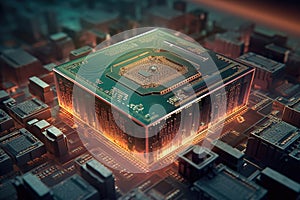 Advanced Computer Processor Chip Close-up. Generative AI.