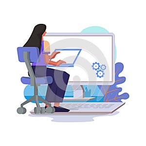 Advanced computer skills flat style illustration design