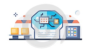 Advanced Computer System with Circuitry, AI and Data Processing, vector design Generative AI