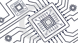 Advanced CPU Microchip on Circuit Board Design, vector design Generative AI