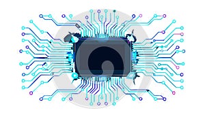 Advanced CPU Microchip, High-Tech Computing Core, vector design Generative AI