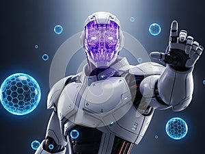 Advanced cybernetic robot with holographic interface