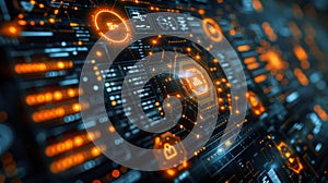 Advanced Cybersecurity Interface with Data Protection and Network Security Elements