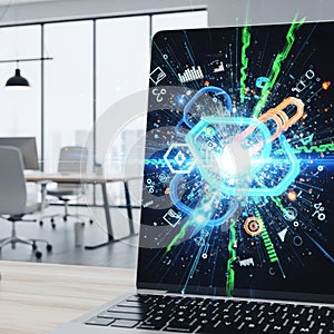 Advanced data analysis on laptop screen