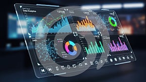 Advanced data analytics dashboard displaying multiple graphs and charts