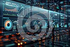 High-Tech Dashboard with Complex Data Visualizations, generative ai