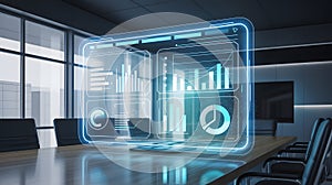Advanced data analytics display in modern office setting