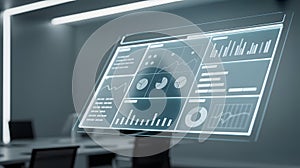 Advanced data analytics display in modern office setting