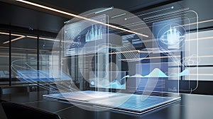 Advanced data analytics interface on a high-tech laptop screen