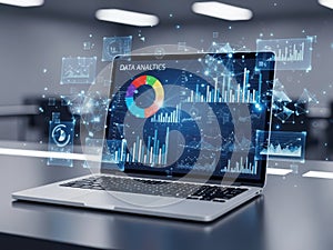 Advanced data analytics interface on laptop screen