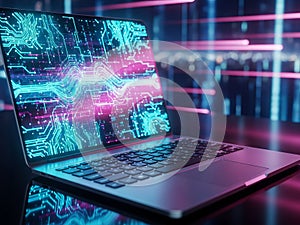 Advanced data analytics on laptop screen