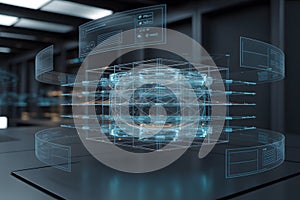 Advanced data network visualization in a futuristic control room