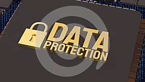 Advanced Data Protection Technology on Secure Computer Chip 3d render