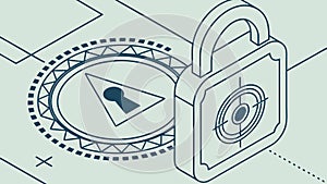 Advanced Data Security: Padlock Icon with Integrated Digital Elements, vector design Generative AI