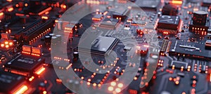 Advanced digital circuit board backdrop showcasing computer hardware technology in electronics