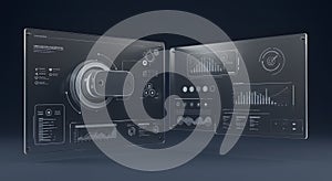 Futuristic Transparent Interface with Data Visualization